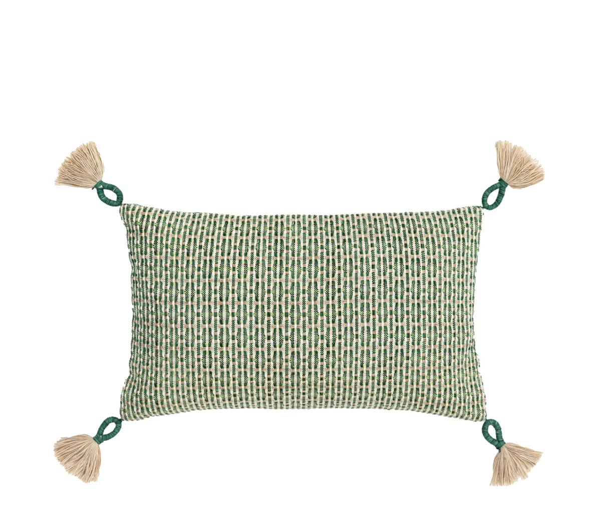 Isla Woven Cushion Showerproof - Green - WowCornwall