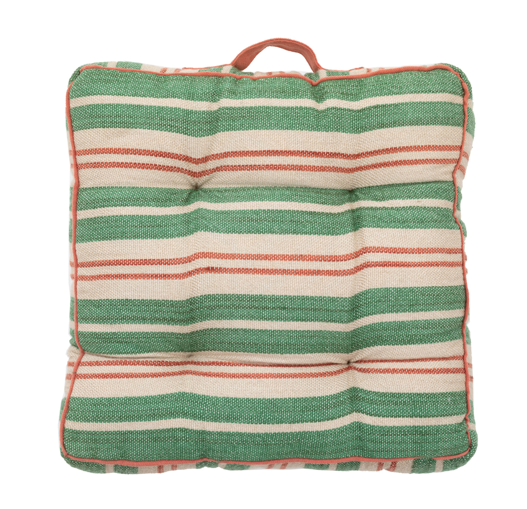 Sina Stripe Woven Floor Cushion - Apricot or Green - WowCornwall