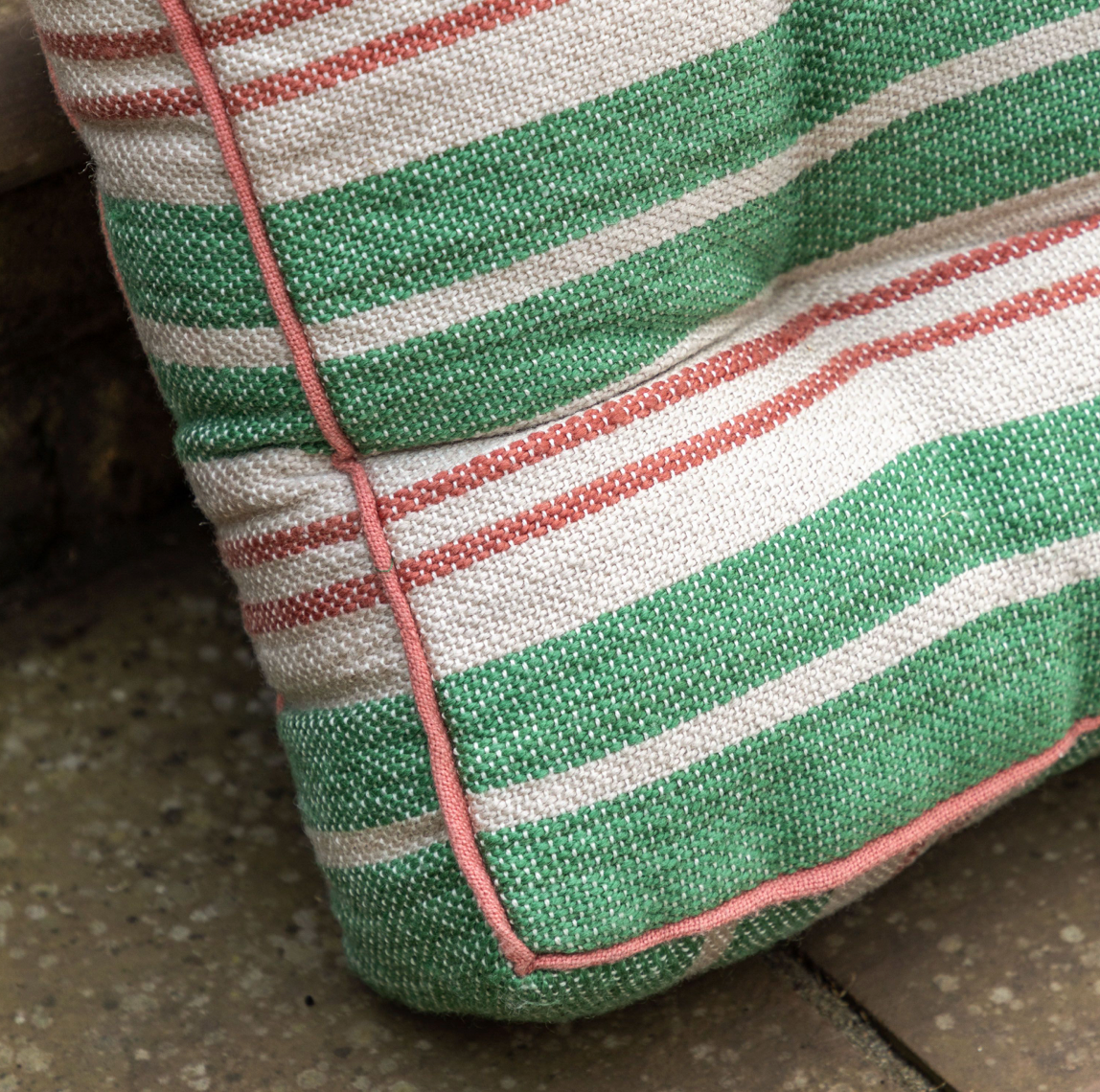 Sina Stripe Woven Floor Cushion - Apricot or Green - WowCornwall