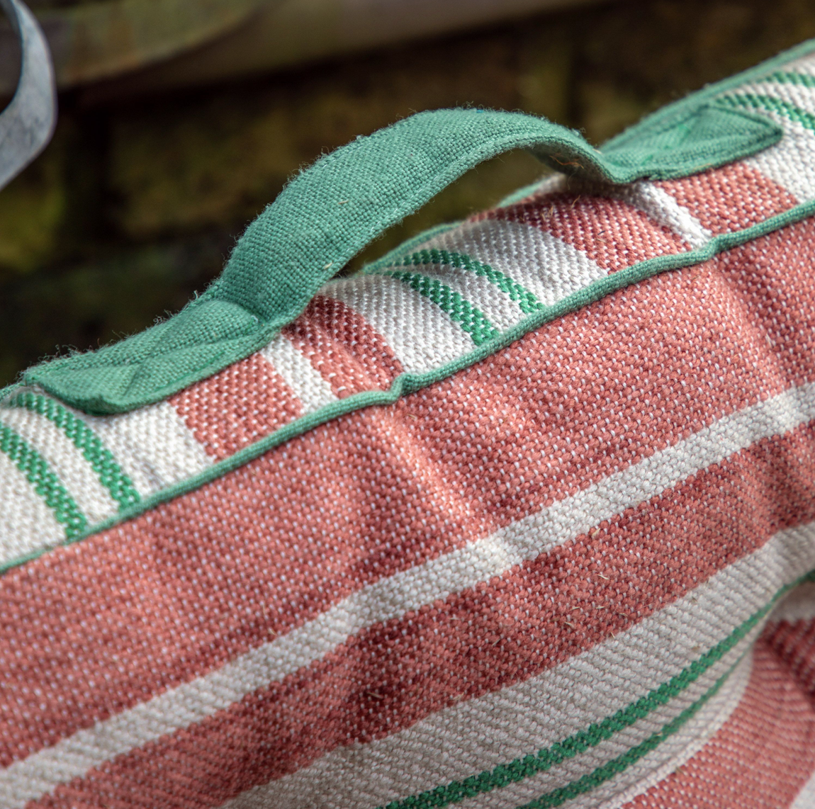 Sina Stripe Woven Floor Cushion - Apricot or Green - WowCornwall