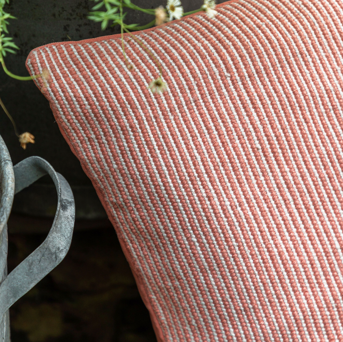 Ula Pinstripe Showerproof  Cushion - Apricot or Green - WowCornwall