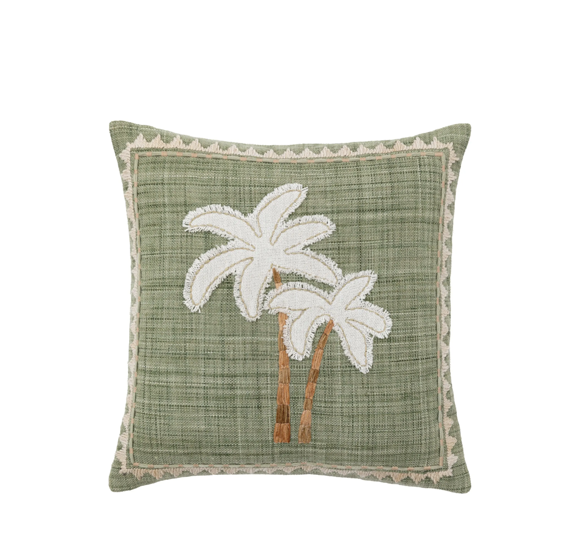 Nohea Embroidered Showerproof Cushion - Sage - WowCornwall
