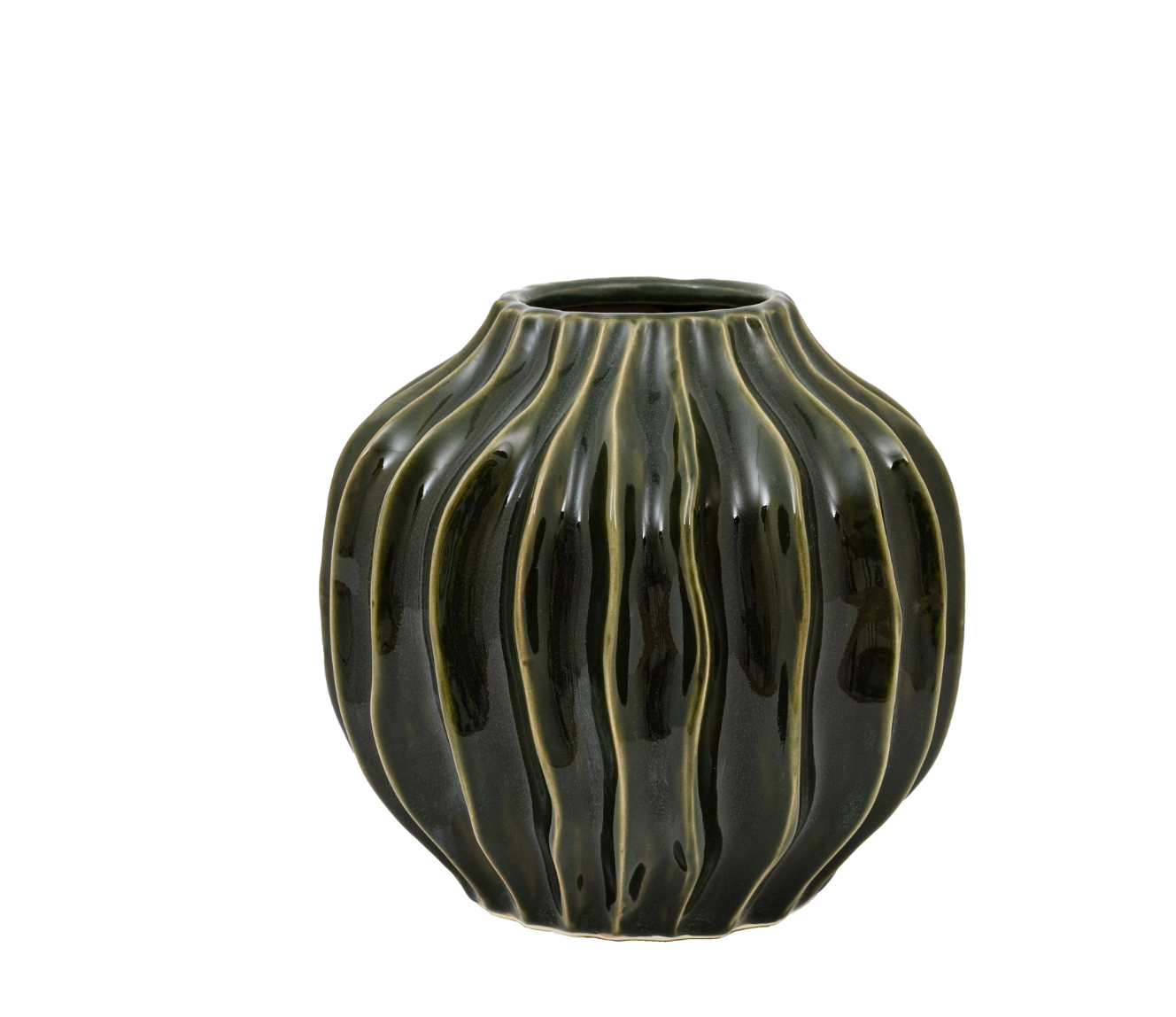 Organic Ribbed Vase - Midnight or Olive - WowCornwall