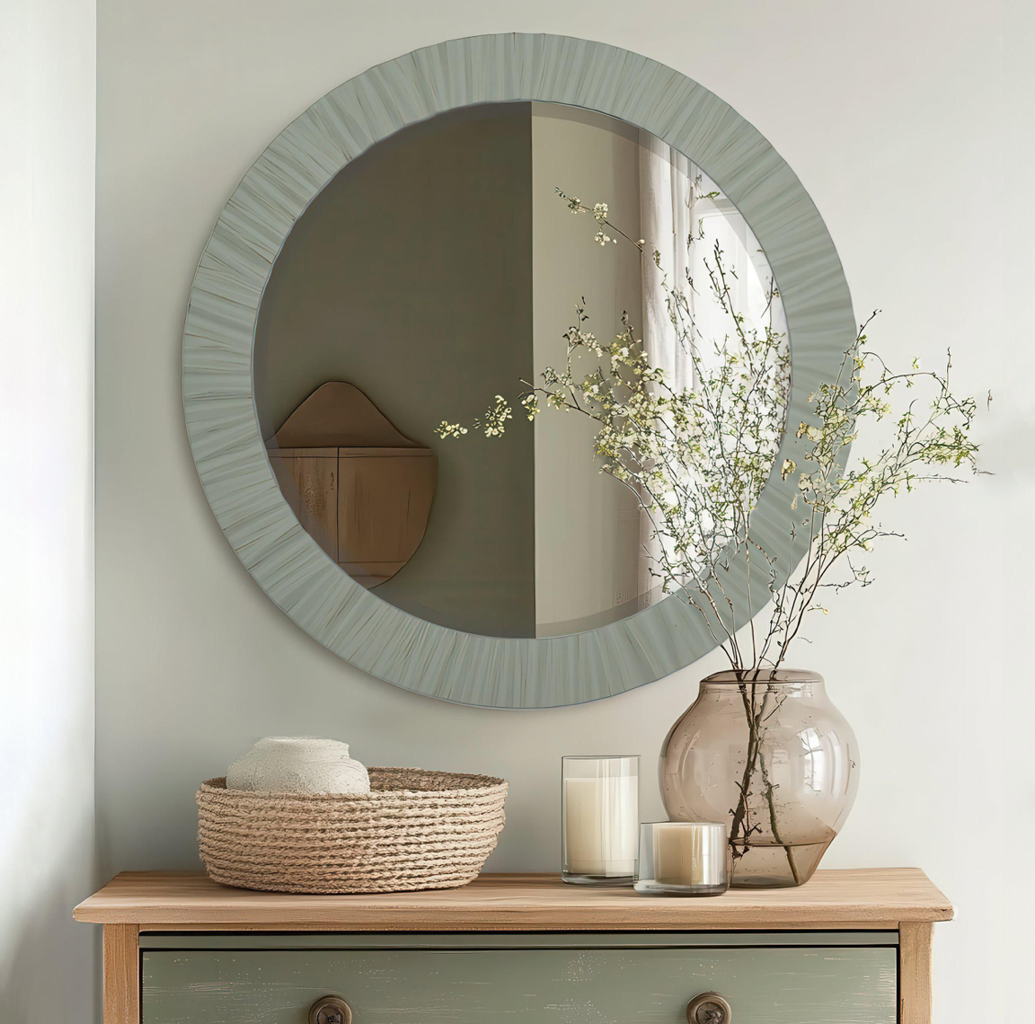 Durham Mirror - Soft Green or Off White - WowCornwall