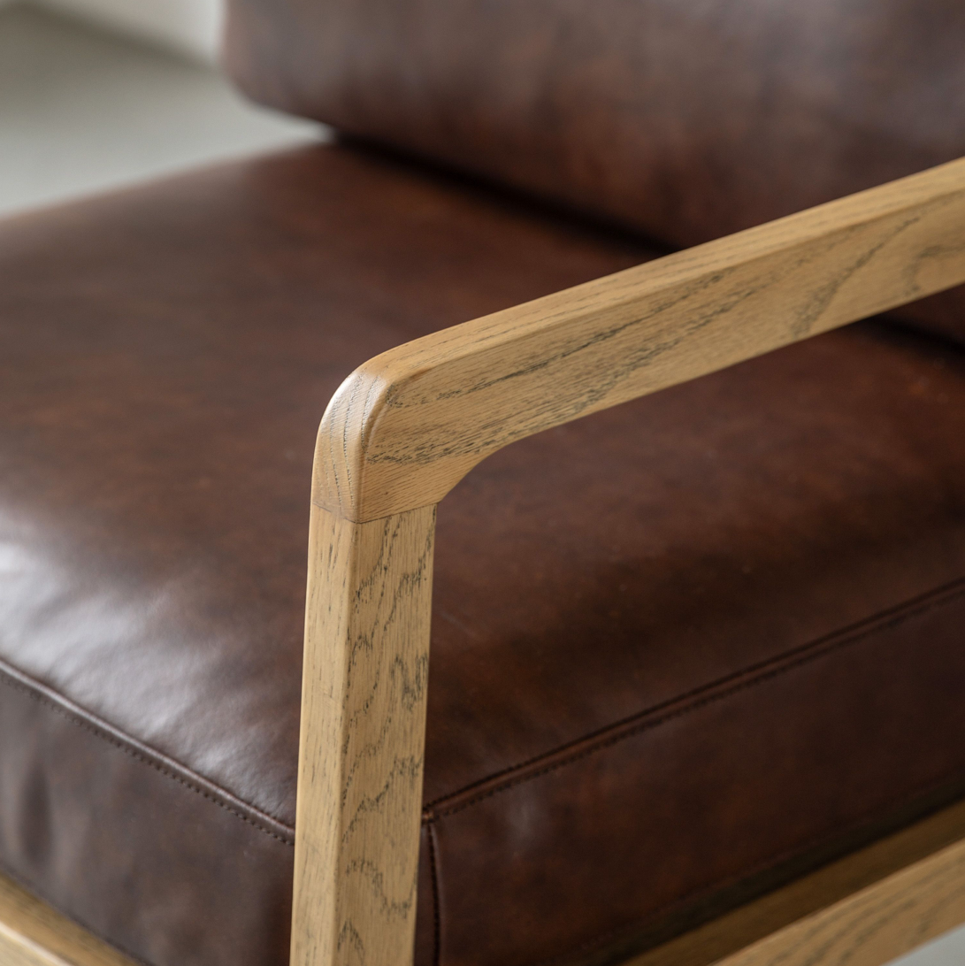 Cortona Armchair Antique Brown Leather 830x675x830mm - WowCornwall