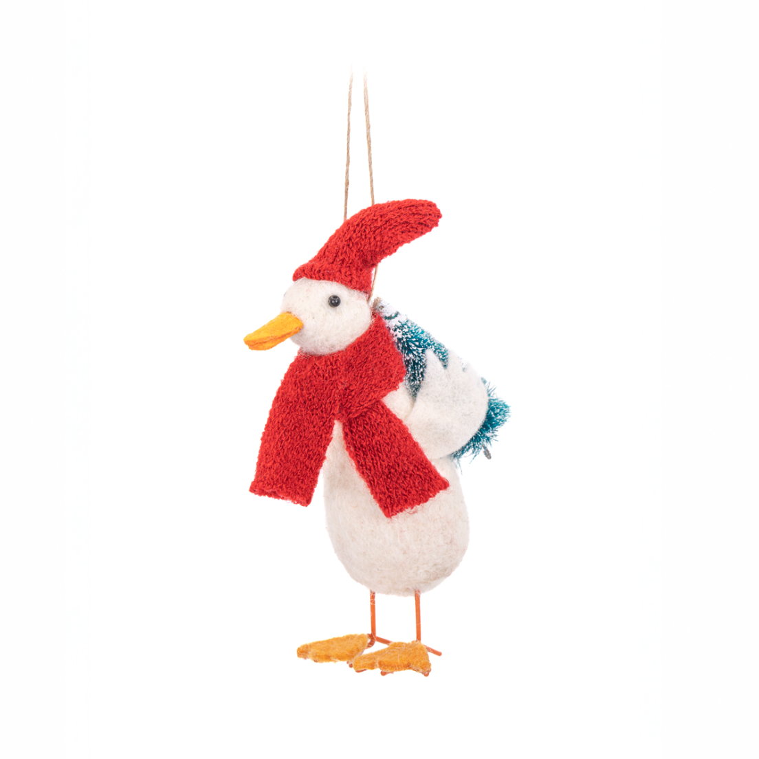Goose with santa hat and tree