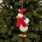 Goose with santa hat and tree