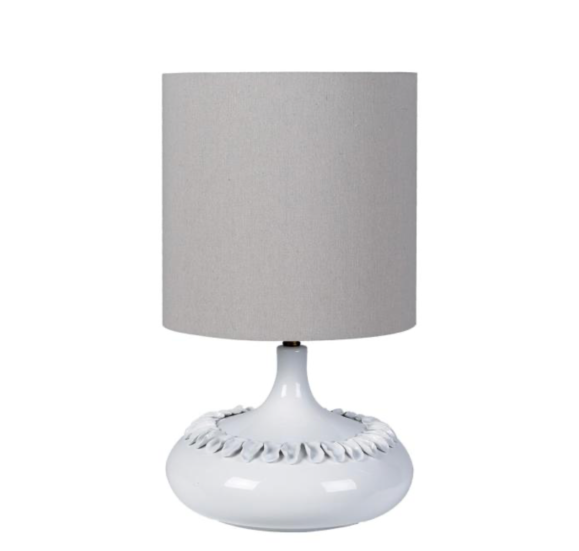 Handmade Leaf Decor Table Lamp with Linen Shade