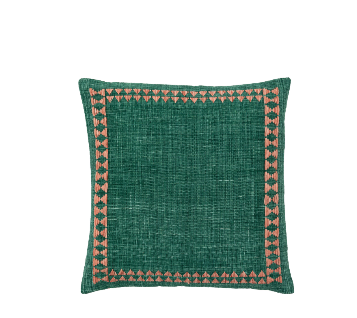 Kai Embroidered Border Showerproof Cushion - Apricot or Green - WowCornwall