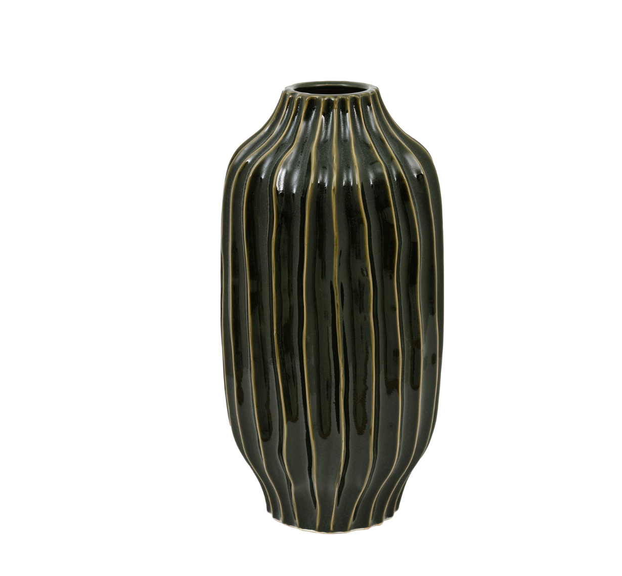 Organic Ribbed Vase Tall - Midnight or Olive - WowCornwall