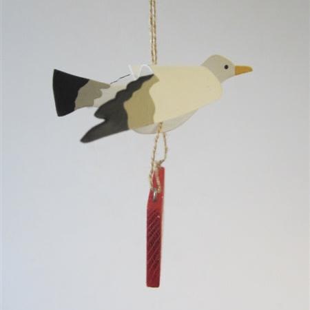 Seagull decoration with red Merry Christmas sign - WowCornwall