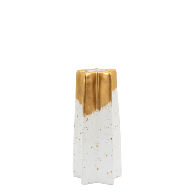 Shooting Star Vase Small White Gold - WowCornwall