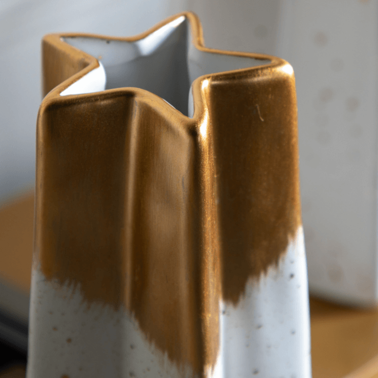 Shooting Star Vase Small White Gold - WowCornwall