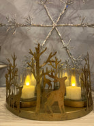 Gold Small Reindeer 4 Glass Candle Holder - WowCornwall