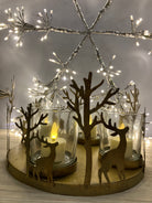 Gold Small Reindeer 4 Glass Candle Holder - WowCornwall
