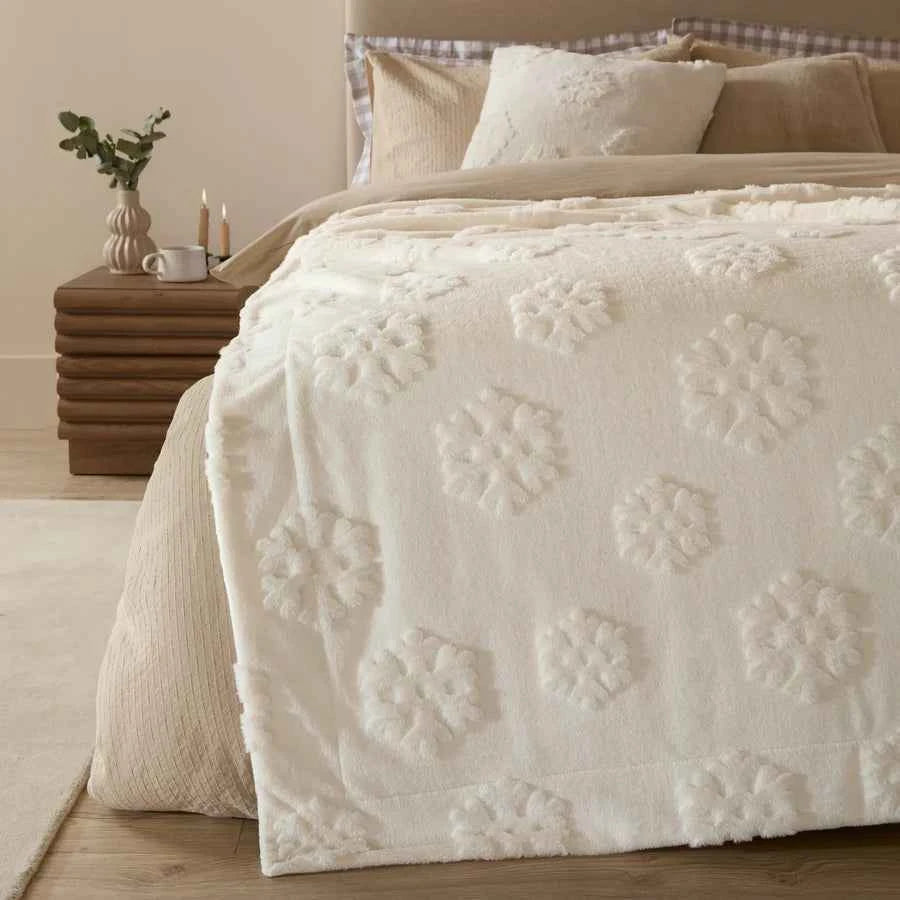 Snowflakes Faux Fur Throw