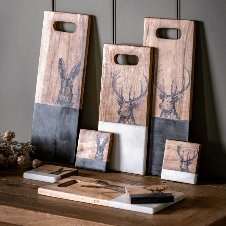 Stag Coasters Black Marble (Set of 4) - WowCornwall