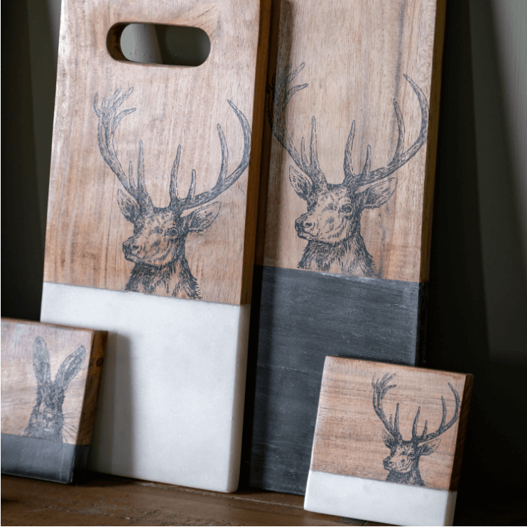 Stag Coasters White Marble (Set of 4) - WowCornwall