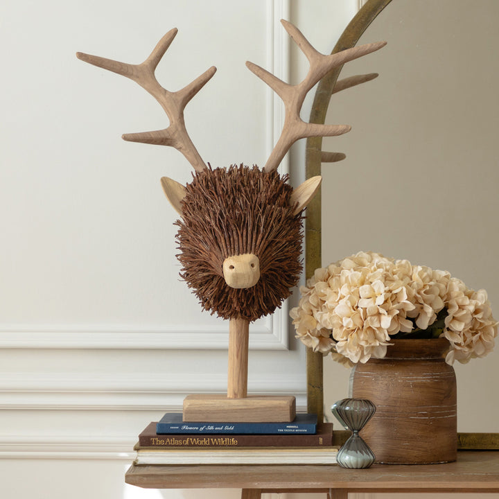 Stag Head Wooden Sculpture - WowCornwall