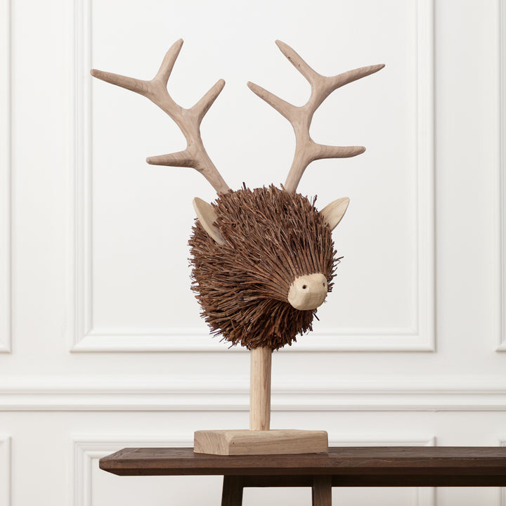 Stag Head Wooden Sculpture - WowCornwall