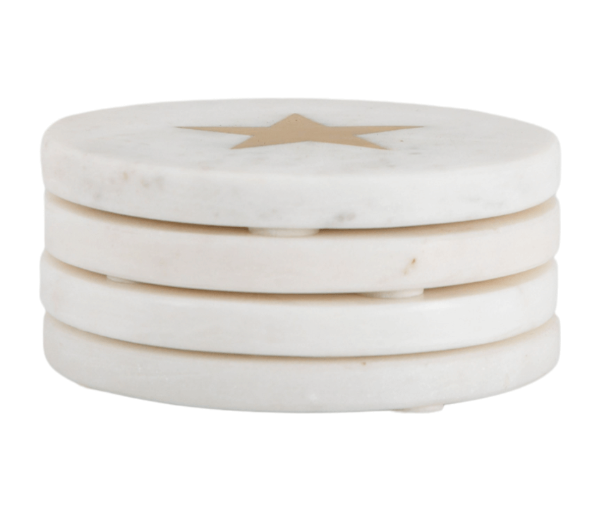 Star Coaster Marble/Brass (4pk) - WowCornwall