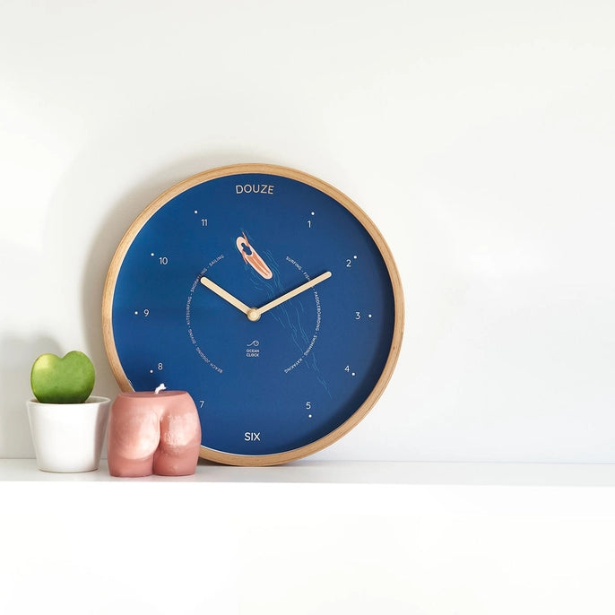 Surf Blue Wood Time Clock - WowCornwall