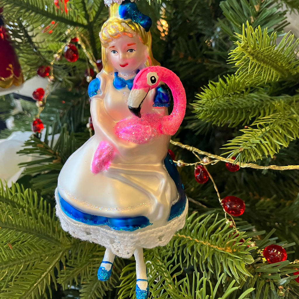 Mixed Alice and Flamingo Bauble Decoration - WowCornwall