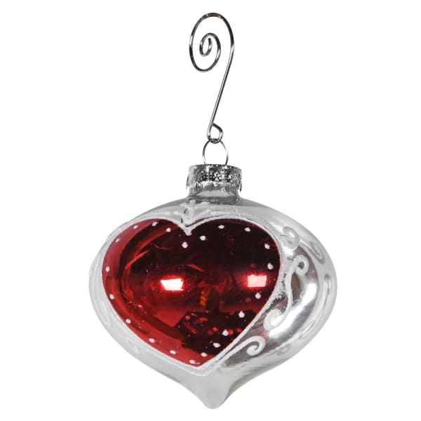 Clear/Red Clear Bauble with Red Heart Decoration - WowCornwall