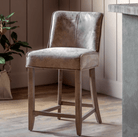 Tarnby Bar Stool Brown Leather (2pk) - WowCornwall