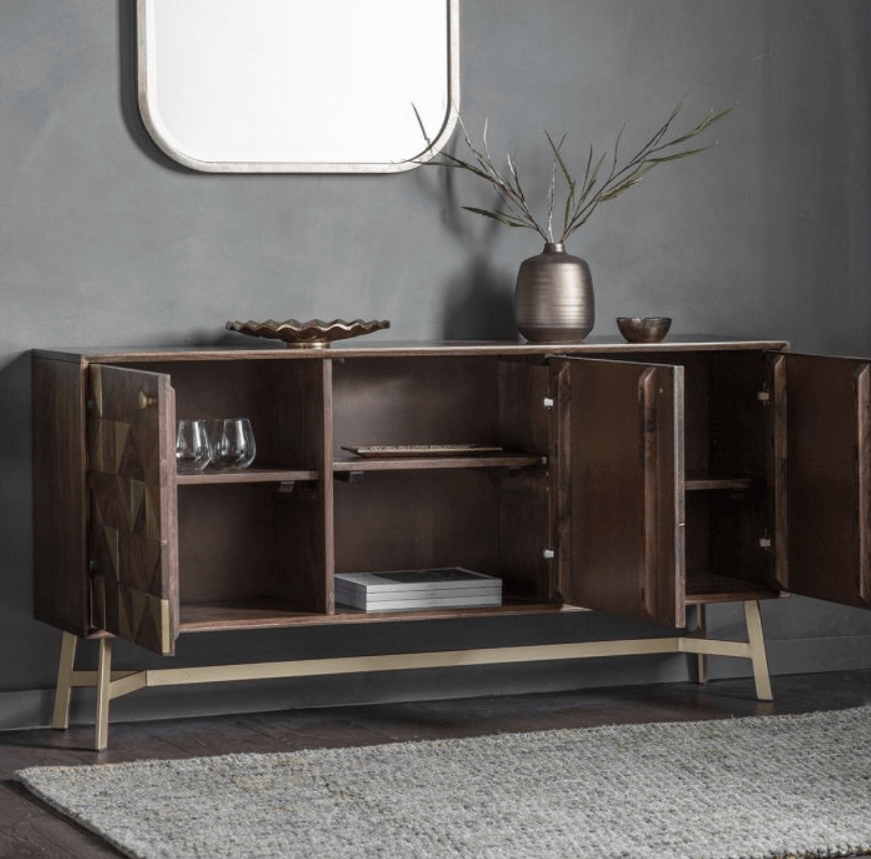 Tate 3 door Sideboard 1420x350x700mm - WowCornwall