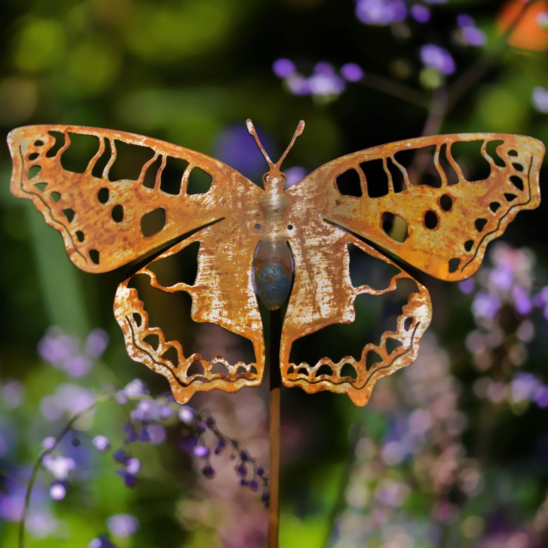 Tortoiseshell butterfly sculpture with stake - WowCornwall