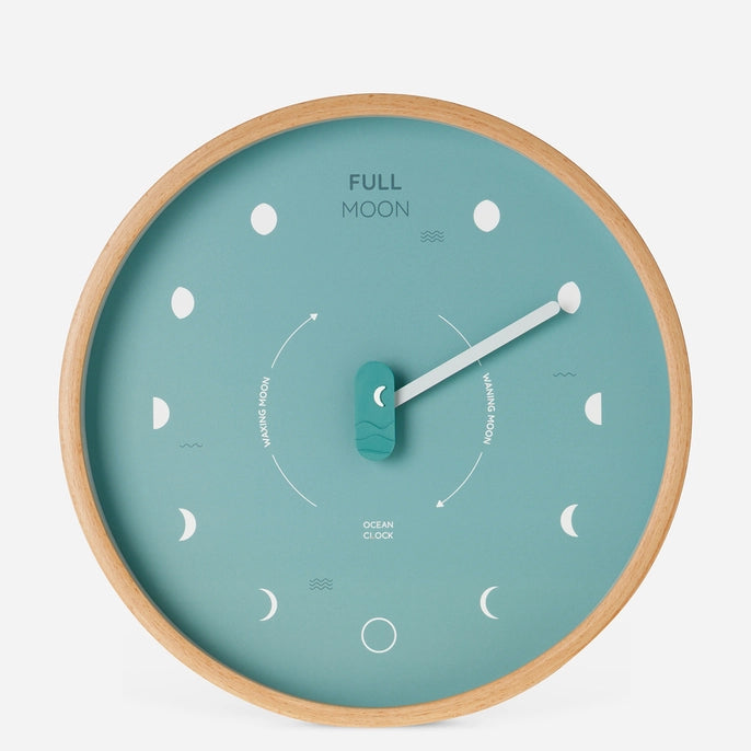 Turquoise Wood Moon Lunar Phase Clock - WowCornwall