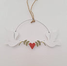 Two Doves, Green Olive Branches Decoration by Shoeless Joe - WowCornwall