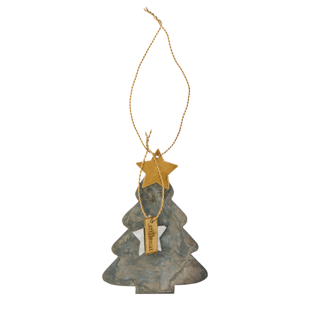 Christmas Tree with Brass Star Hanging Decor - WowCornwall
