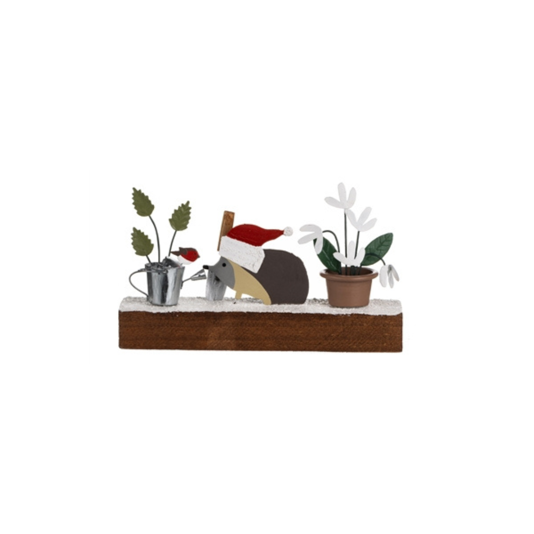 Festive Hedgehog Gardening on Block - WowCornwall