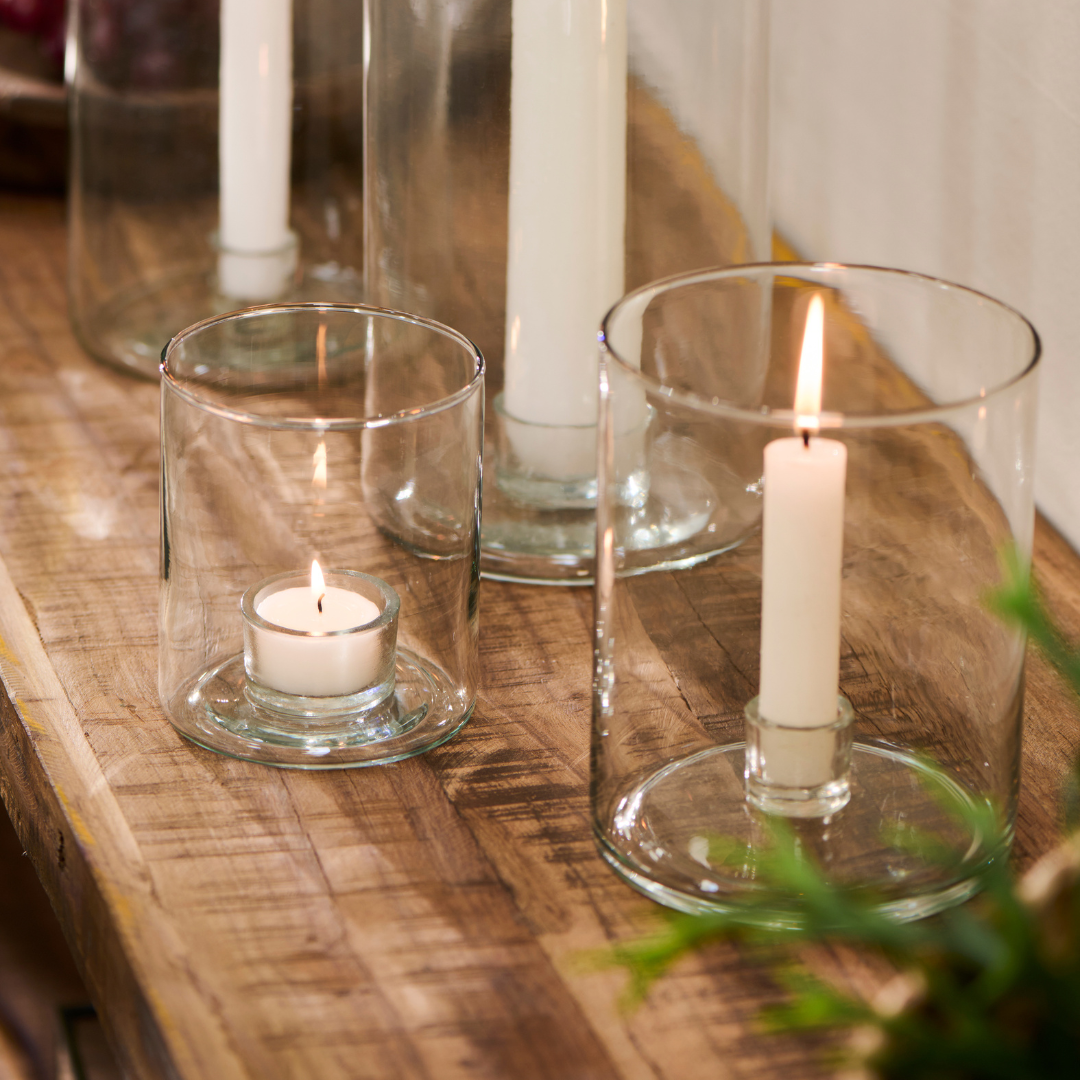 Glass Candle Holder Glass Small - WowCornwall