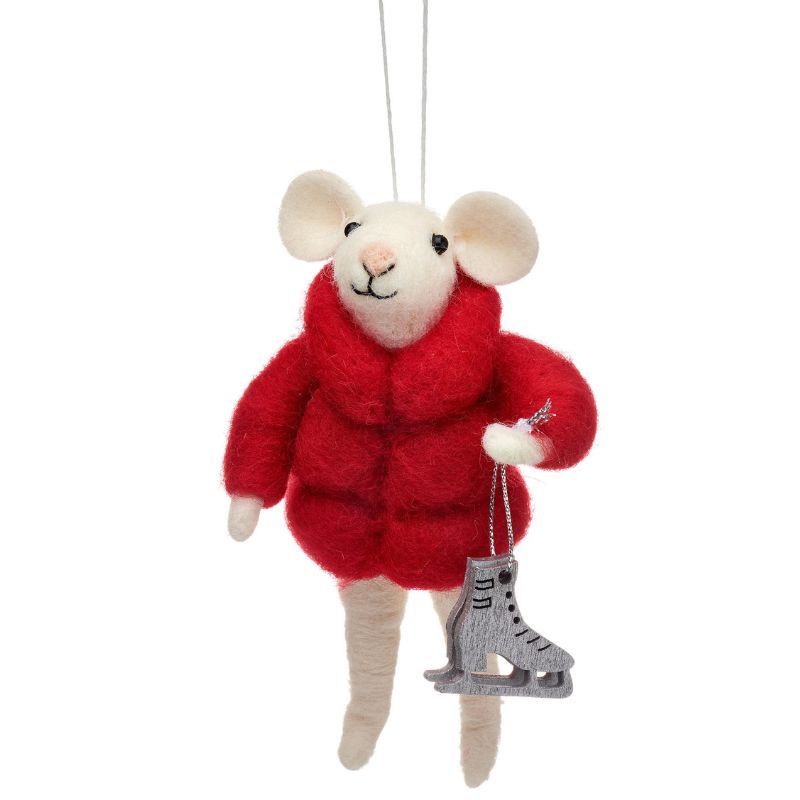 Mouse with Skates & Jacket Hanging Decoration - WowCornwall