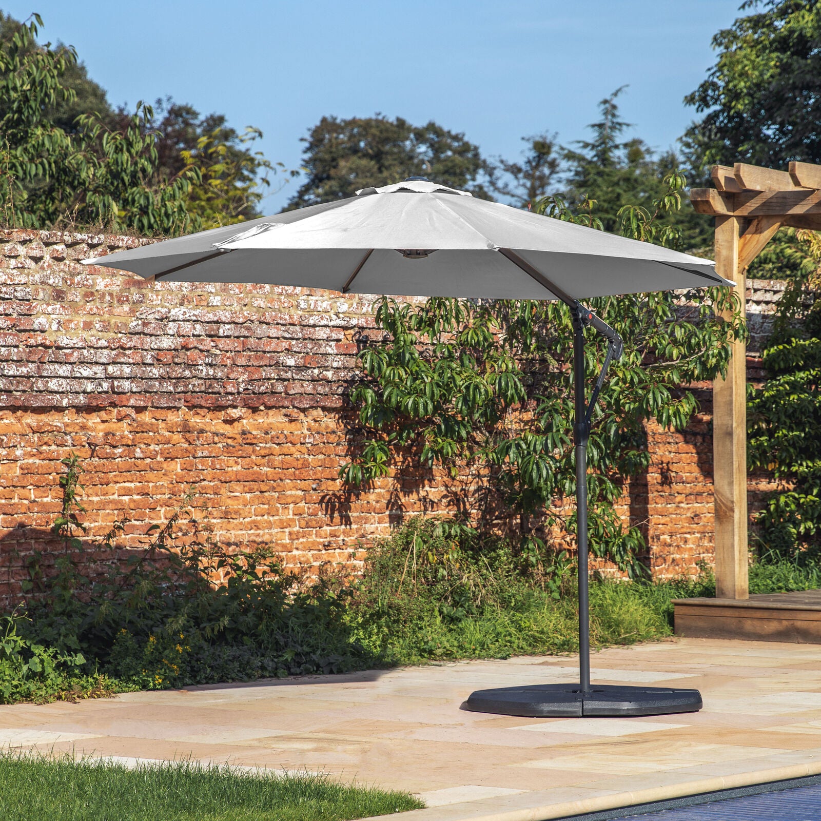 Vazzano 3m Cantilever Parasol Grey - WowCornwall