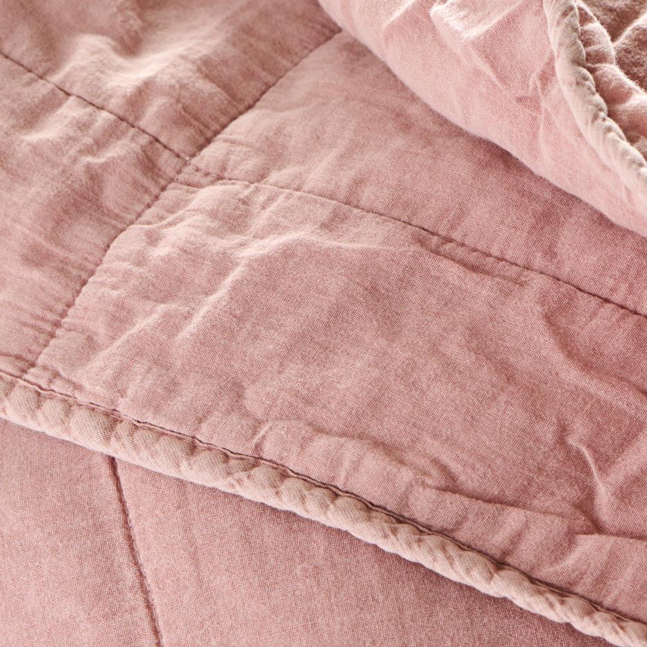 Close-up of a pink quilted fabric texture