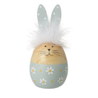 Wooden Egg Shaped Bunny With Fluffy Ears