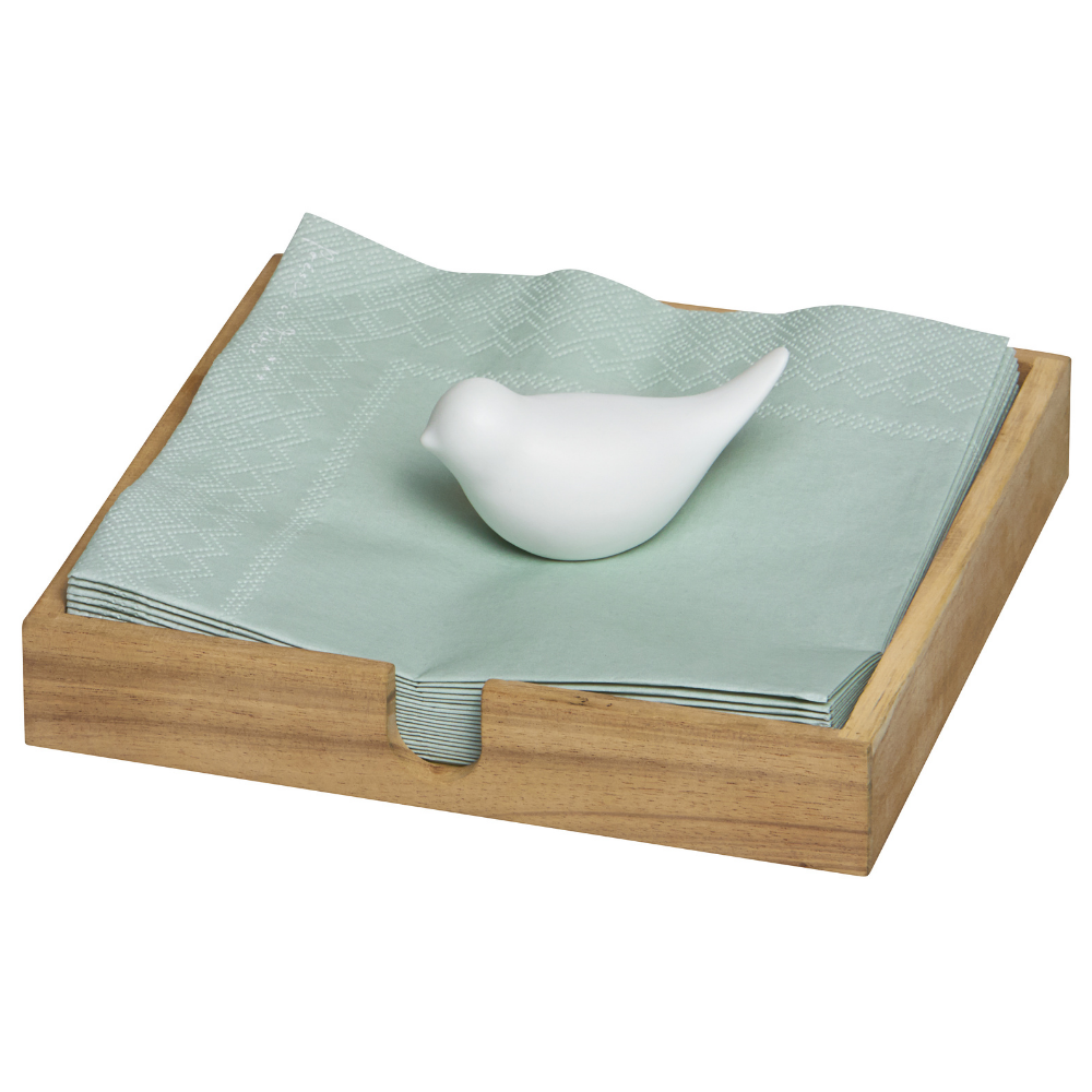 Napkin Holder with Porcelain Bird Weight - WowCornwall