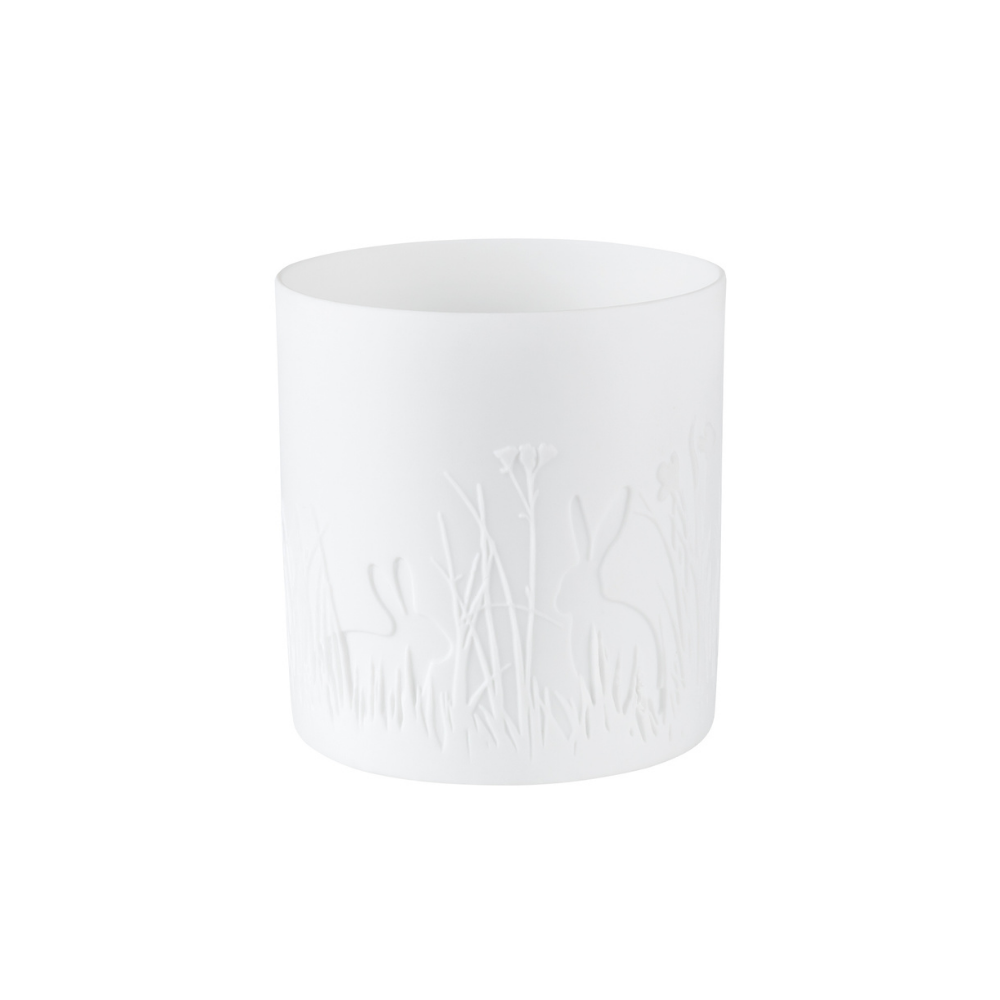 White textured candle holder on a white background
