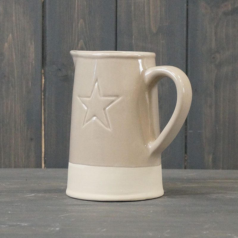 Warm Grey Debossed Star Jug (15cm)