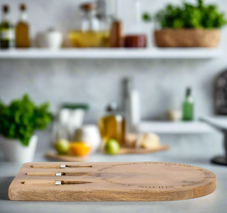 Wells Wooden Cheese Board Set - WowCornwall