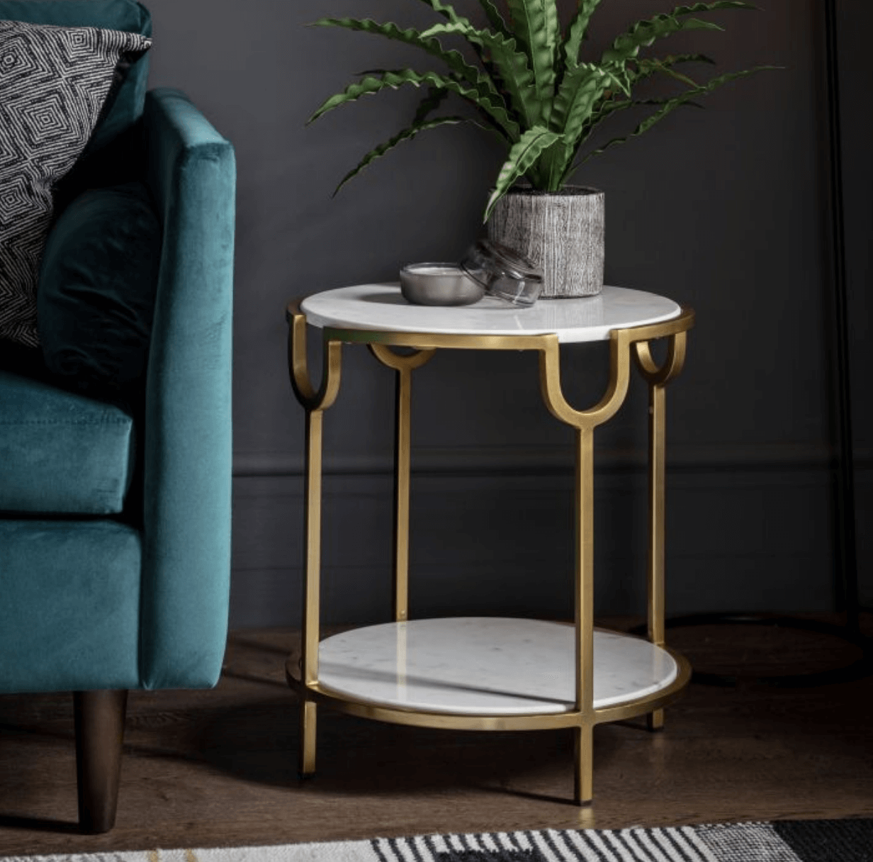 Weston Side Table White Marble - WowCornwall