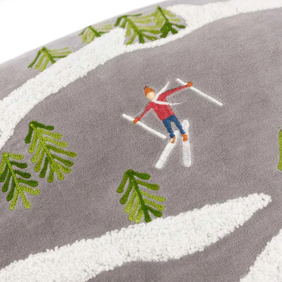 Winter Alpine Embroidered Cushion