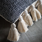 Woven Cushion with Tassels Black