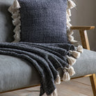 Woven Throw with Tassels Black