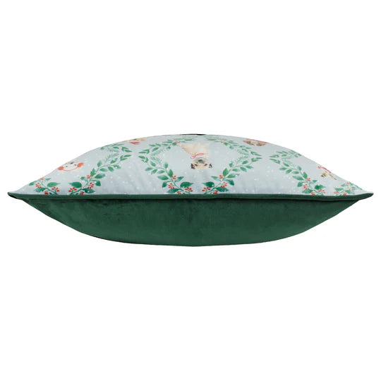 Christmas Dog Friends Printed Velvet Cushion - WowCornwall