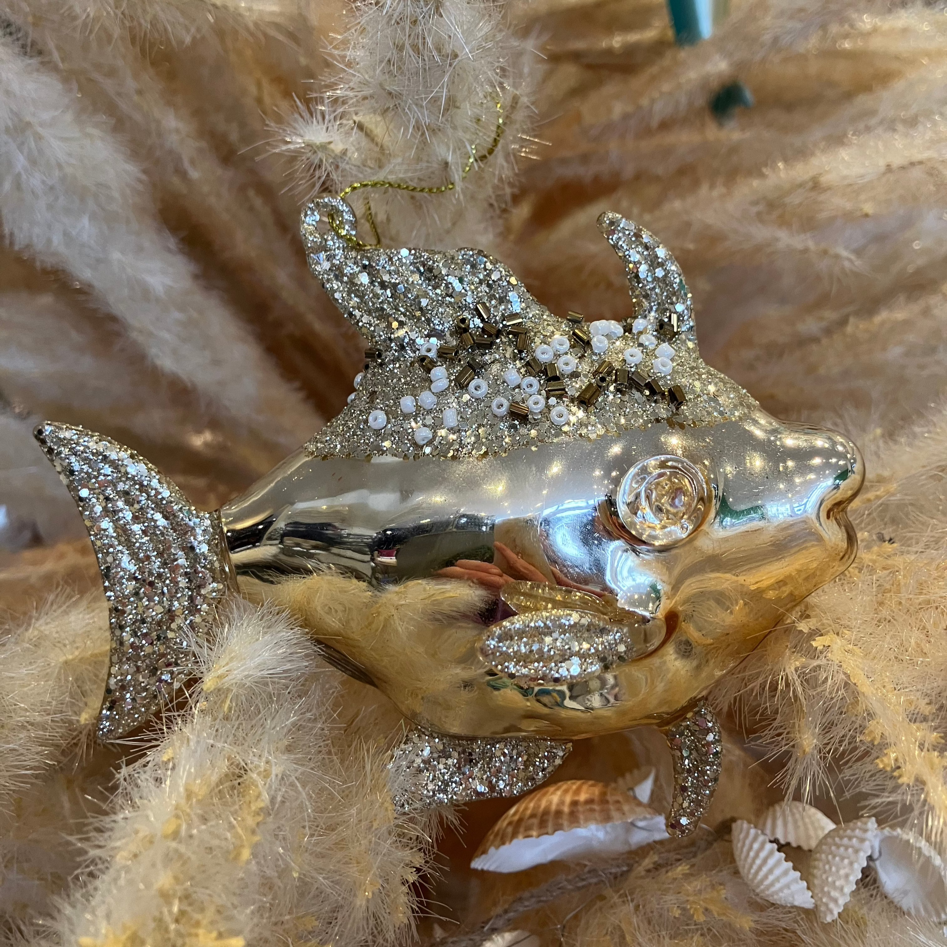 Gold Glitter Fish Bauble Decoration - WowCornwall